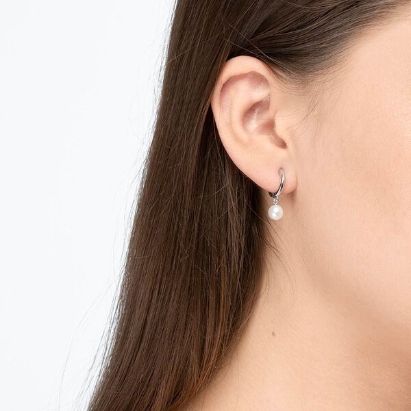 Single Creole PEARL, 925 Sterlingsilber 