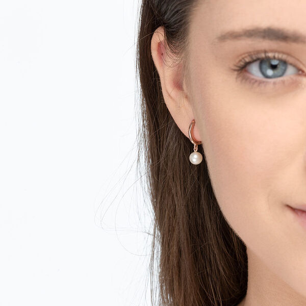 Single Creole PEARL, 18 K Rosegold vergoldet 