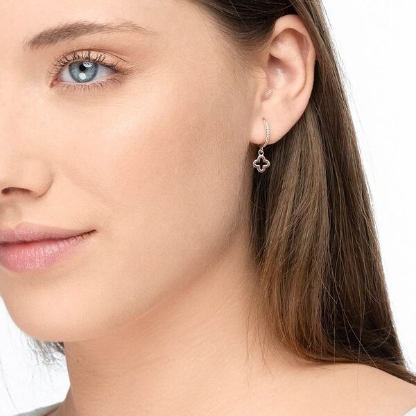 Single Creole CLOVER/Zirkonia, 18 K Rosegold vergoldet 