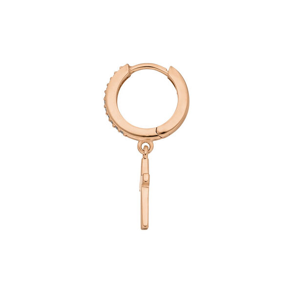 Single Creole CROSS/Zirkonia, 18 K Rosegold vergoldet 