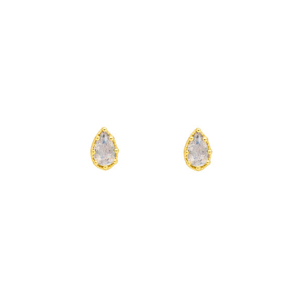 Ohrstecker Drop, Labradorit, 18 K Gelbgold vergoldet 