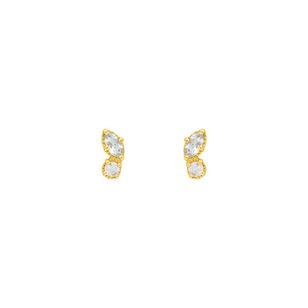 Ohrstecker Two Gems, Blauer Topas, 18 K Gelbgold vergoldet 