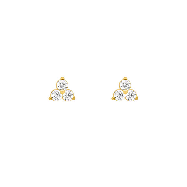 Ohrstecker Triple Zirkonia, 18 K Gelbgold vergoldet 