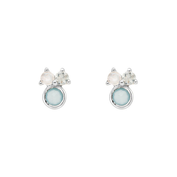 Ohrstecker Three Gems, Aqua Chalzedon, 925 Sterlingsilber 
