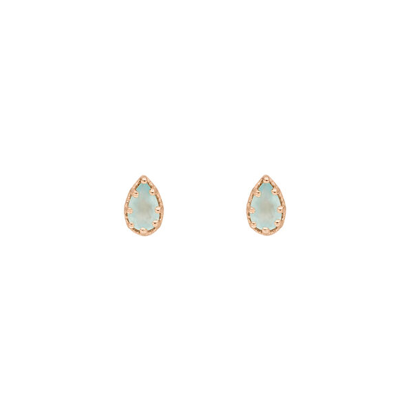 Ohrstecker Drop, Aqua Chalzedon, 18 K Rosegold vergoldet 