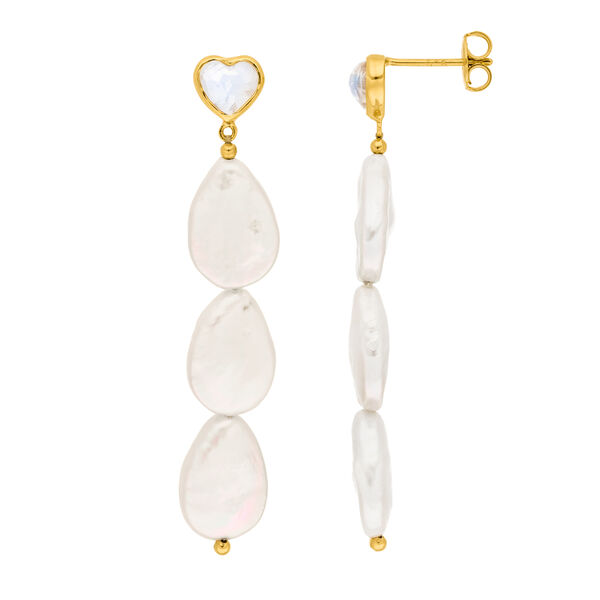 Ohrstecker VALENTINE PEARLS, lang, 18 Karat Gelbgold vergoldet 