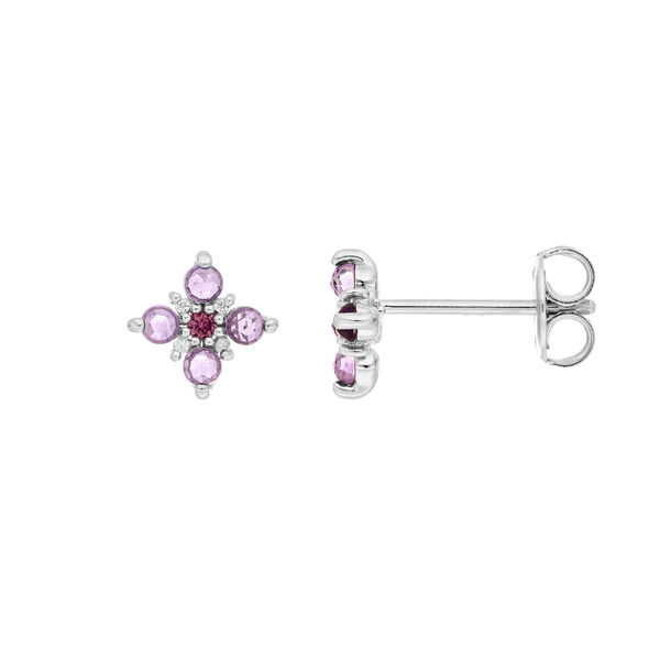 Ohrstecker BLOOM, Amethyst/Rhodolith, 925 Sterlingsilber 