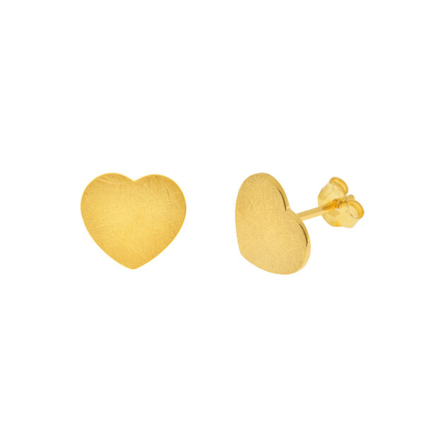 Ohrstecker Heart-Disc, matt, 18 K Gelbgold vergoldet 