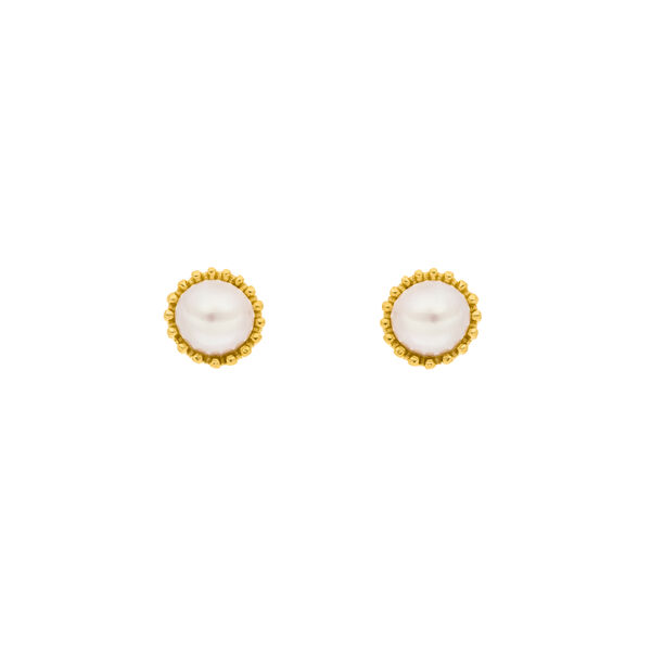 Ohrstecker mit Perle, 18 K Gelbgold vergoldet 