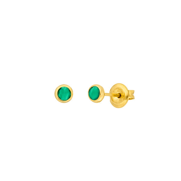 Ohrstecker Pure Gr�ner Achat, 3mm, 18 K Gelbgold vergoldet 