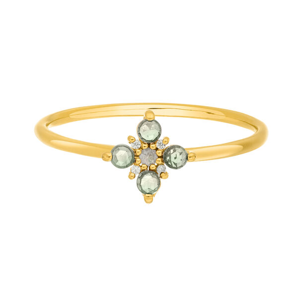 Ring BLOOM, Labradorit/Aventurin, 18 Karat Gelbgold vergoldet 