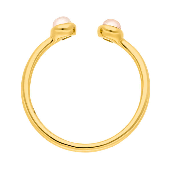 Silber Open Ring, Rosenquarz, Gelbgold 