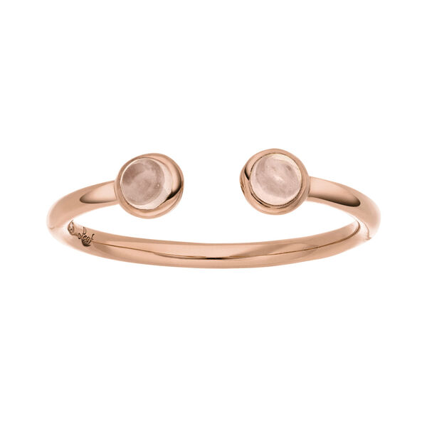 Silber Open Ring, Rosenquarz, Rosegold 