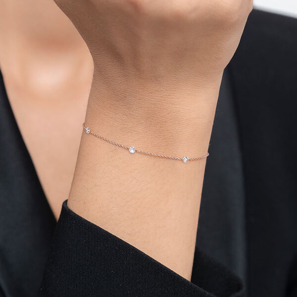Armkette PURE Triple Diamant, 18 Karat Rosegold 