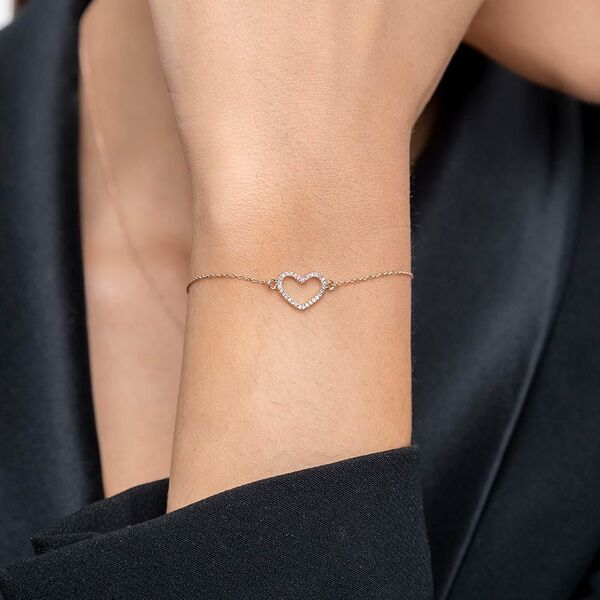 Armkette Heart mit Diamanten, 18 Karat Rosegold 