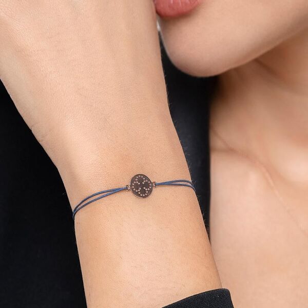 Freundschaftsarmband Disc CLOVER, 14 Karat Rosegold 