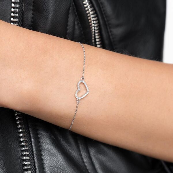 Armkette Heart mit Diamanten, 18 Karat Wei�gold 