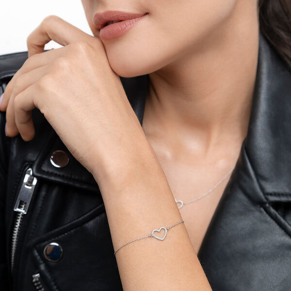 Armkette Heart mit Diamanten, 18 Karat Wei�gold 